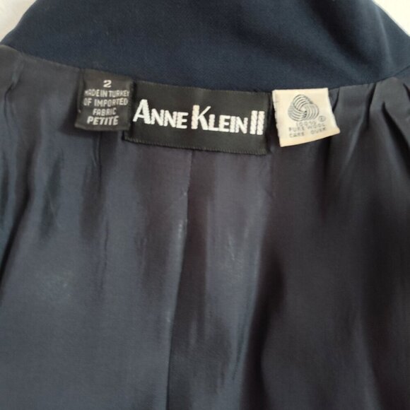 Ladies SZ 2P Anne Klein Navy Double-Breasted Wool Jacket - Picture 3 of 3